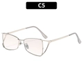 Lunettes de soleil œil-de-chat argentées tendance avec monture métallique à double ligne - Monture Argentée Verre Dégradé Argent