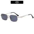 Lunettes de soleil rétro avec monture dorée et verres gris foncé, version couleur C3 - C3-Monture Argent Verres Gris
