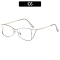 Lunettes de soleil œil-de-chat en métal argenté avec monture ajourée, code couleur C6 - Monture Argentée Verres Transparents
