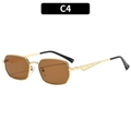 Lunettes de soleil C4 tendance avec monture carrée dorée et verres géométriques bruns - C4-Monture Dorée Verres Thé