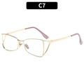 Lunettes cat-eye dorées élégantes avec embouts rose lavande modèle C7 pour femmes - Monture Dorée Verres Blancs