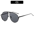 Modische Oversized-Aviator-Sonnenbrille mit schwarzem Metallrahmen und grauen Gläsern C1 - Schwarzer Rahmen Graue Linsen (C1)