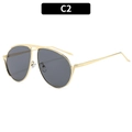 Stylische Pilotenbrille in Gold mit großen dunkelgrauen Gläsern und Metallrahmen (C2) - Goldener Rahmen Graue Gläser (C2)