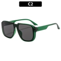 Retro oversized aviator sunglasses in C2 transparent green frame and grey lenses - Green Frame Grey Lens (C2)