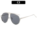 Klassische Pilotenbrille mit Goldrahmen und dunkelgrauen Gläsern in C3-Ausführung - Silberner Rahmen Graue Gläser (C3)