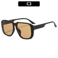 Chic black oversized retro sunglasses with translucent brown lenses for daily wear - C3-Black Frame Tea Lens