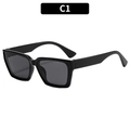 Classic square frame black sunglasses C1 with glossy finish and tinted grey lenses - Black Frame Grey Lens