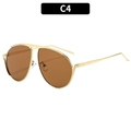 Modische Pilotenbrille mit goldenem Metallrahmen und dunkelbraunen Gläsern, C4 - Goldener Rahmen Tee Gläser (C4)