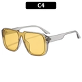 Oversized square sunglasses featuring clear grey frames and vibrant yellow lenses - C4-Translucent Gray Frame Yellow Lens