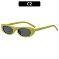 Occhiali da sole ovali retrò giallo senape con lenti grigio scuro, variante C2 - Montatura Verde Lenti Grigie (C2)