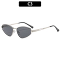 Moderne cat-eye zonnebril met zilveren frame, grijze glazen en opengewerkte veren - Zilveren Frame Grijze Lens
