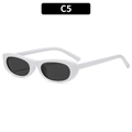Retro oversized white frame sunglasses with oval dark lenses for a vintage fashion look - White Frame Gray Lens (C5)