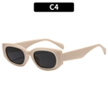 Lunettes de soleil rectangulaires rétro avec monture crème et verres foncés, C4 - Monture Blanc Cassé Verres Gris