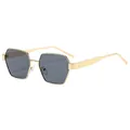 Chic hexagonal gold metal frame sunglasses with dark grey lenses in C2 colorway - Gold Frame Grey Lens (C2)