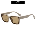 Square retro sunglasses with matte khaki frame and brown lenses style C7 - Coffee Frame Grey Lens