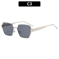 Polygon geometric sunglasses with light gold metal frame and dark gray polarized lenses - Silver Frame Grey Lens (C3)