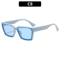 Modern square light blue frame sunglasses with translucent blue lenses in C8 style - Blue Frame / Blue Lens