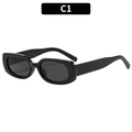 Gafas de sol ovaladas negras clásicas con montura ancha y lentes de color gris oscuro - Montura Negra Lentes Grises (C1)