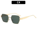 Polygonal sunglasses with C4 gold metal frame and dark green polarized lenses - Gold Frame Dark Green Lens (C4)