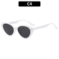 Occhiali da sole ovali cat eye con montatura bianca e lenti grigio scuro, modello C4 - Montatura Bianca Lente Grigia (C4)