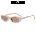 Retro oversized sunglasses with beige matte frames and tinted brown lenses, style C8 - Beige Frame Light Tea Lens (C8)