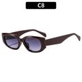 Retro thick-frame sunglasses with dark brown polygon frame and purple gradient lenses - Wine Red Frame Double Grey Lens