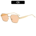 Polygonal gold metal sunglasses with orange amber lenses, C6 variant on white background - Gold Frame Light Tea Lens (C6)