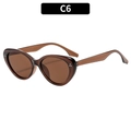 Stilvolle transparente dunkelbraune Katzenaugen-Sonnenbrille mit Silbernieten - Tee Rahmen Tee Linse (C6)