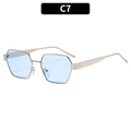Polygonal sunglasses with light blue translucent lenses and slim silver metal frames - Silver Frame Blue Lens (C7)