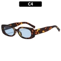 Gafas de sol retro de carey con lentes azul claro y montura ovalada de moda - Marco Carey Lente Azul (C4)