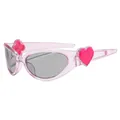 Rosa ovale Sonnenbrille mit grauen Gläsern und Herz-Kleeblatt-Deko im Y2K-Modestil - Rosa Rahmen Graue Gläser (C3)