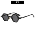 Gafas de sol retro con montura negra gruesa, cristales grises y doble puente dorado - Montura Negra Lente Gris