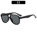 Lunettes de soleil aviateur noir brillant avec verres sombres pour la conduite - Monture Noire Verres Gris
