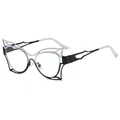 Montatura occhiali a farfalla alla moda con design in metallo traforato nero e bianco - Stile Nero & Bianco (C1)