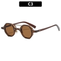 Gafas de sol octagonales C3 retro con montura color té translúcido y doble puente chic - Montura Té Lente Té