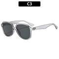 Lunettes de soleil aviateur tendance avec monture gris transparent et verres gris foncé - Monture grise translucide Verres gris
