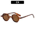Gafas de sol retro hip hop de carey con lentes marrones y puente metálico C4 - Montura de Leopardo / Lentes Té