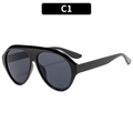 Occhiali da sole aviator neri con montatura oversize e lenti scure, variante stile C1 - Montatura Nera Lenti Grigie