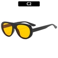 Lunettes de soleil aviateur ovales avec monture noire et verres jaunes vifs - Monture Noire Verres Jaunes