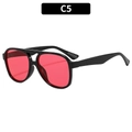 Fashion aviator sunglasses with black frame and dark red lenses, color C5 variant - Black Frame Red Lens