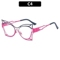 Occhiali a farfalla chic in rosa e blu con design geometrico traforato in metallo bicolore - Stile Rosa Rosso & Blu (C4)