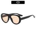 Lunettes de soleil aviateur ovales avec monture noire épaisse et verres orange C3 - Monture Noire Verres Thé Clair