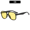 Classic aviator sunglasses with black frame and vibrant yellow lenses in style C6 - Black Frame Yellow Lens
