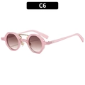 Retro hip-hop sunglasses with pink frame, gold double bridge and gradient lenses - Jelly Pink Double Tea Lens