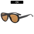 Lunettes de soleil aviateur ovales noires avec verres orange pour l'extérieur - Monture Noire Verres Thé