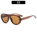 Lunettes de soleil aviateur ovales à monture translucide marron café et verres teintés - Monture Thé Verres Thé