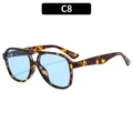 Fashion double bridge pilot sunglasses with tortoiseshell frame and light blue lenses - Tortoise Frame Blue Lens