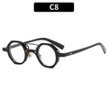 Retro hip-hop black thick frame sunglasses with gold double bridge in C8 finish - Black Frame Clear Lenses