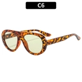 Lunettes de soleil ovales rétro avec monture écaillée et verres couleur champagne - Monture Léopard Verres Verts