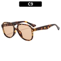 Fashion pilot sunglasses with tortoiseshell frame and light brown lenses, style C9 - Tortoiseshell Frame Light Tea Lens